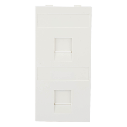 Placa Plana de Voz y Datos con Guardapolvo para 2 RJ45 / Color Blanco / 2 Puertos para Jacks Keystone / Compatible con Cajas de Pavimento SM-CPAV-2 y