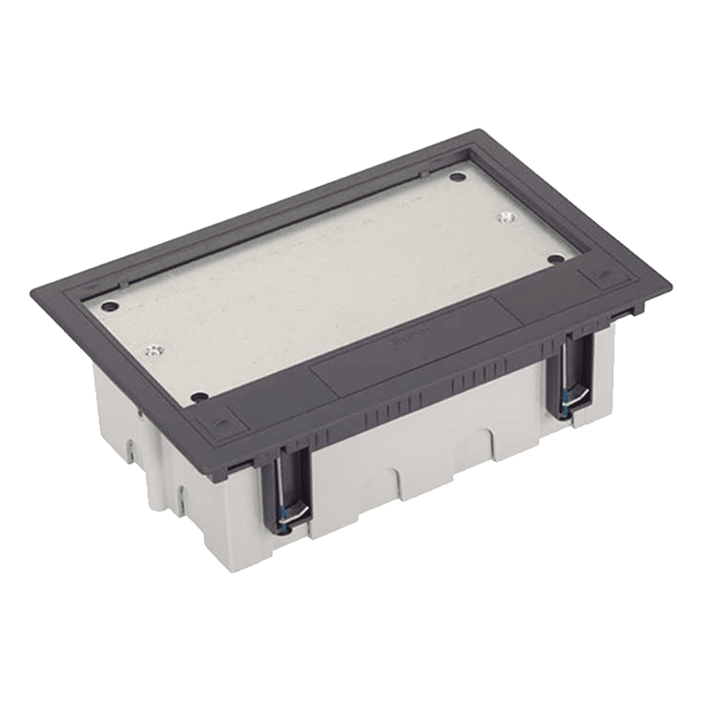 Caja Para Instalación en Piso Falso para Voz, Datos o Contactos Eléctricos / Capacidad para 4 Módulos / Espacio Embellecedor en la Tapa / Profundidad