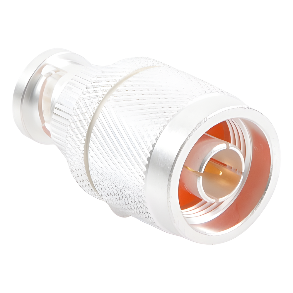 Adaptador en Línea, de Conector N Macho a BNC Macho, Plata/ Oro/ Teflón