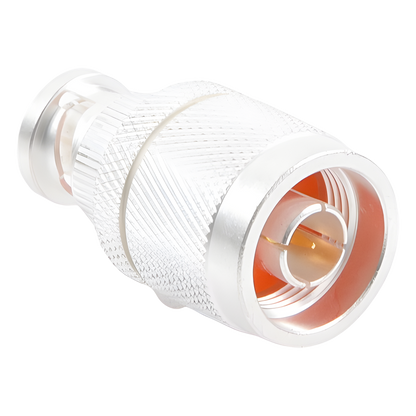 Adaptador en Línea, de Conector N Macho a BNC Macho, Plata/ Oro/ Teflón