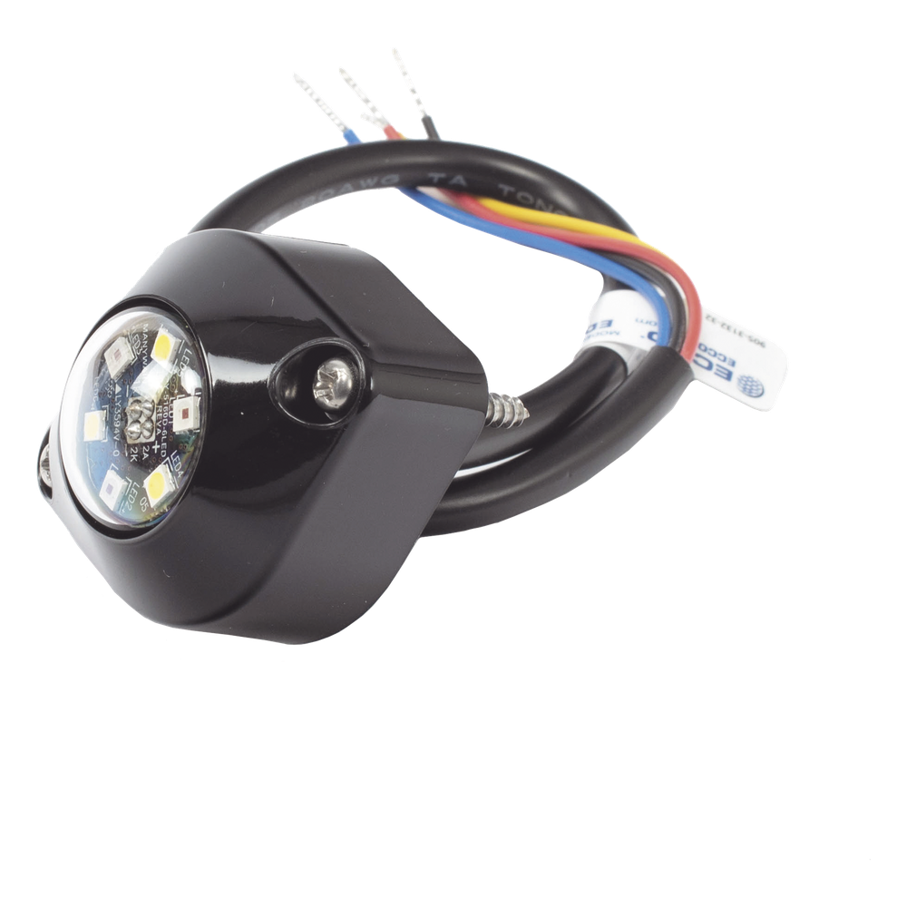 Estrobo Oculto de 6 LED, Blanco, Lente Transparente, Bisel Negro