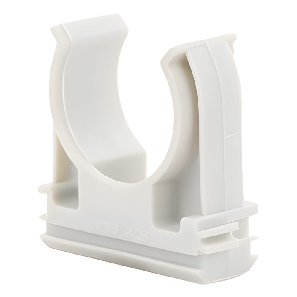 Soporte de presión (Abrazadera), PVC Auto-extinguible, abierto para tubería de 25 mm