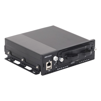 NVR Móvil Vehicular de 8 Canales / 4 PoE + 4 vía Switch / 2 Megapixel / H.265 / GPS + Sensor G / 2 Bahías HDD / RJ45 / Aluminio Industrial