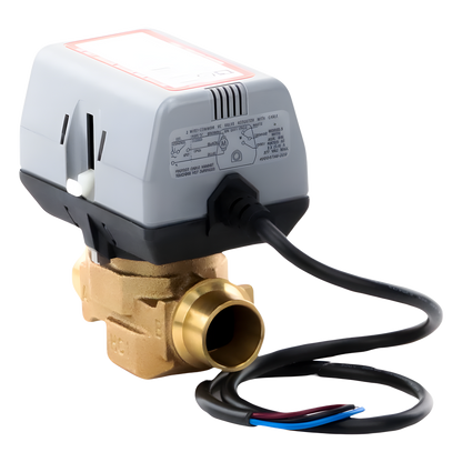Válvula de zona motorizada de 2 vías 3/4 pulgada BSPT con actuador de 200 a 240 VAC para calefacción y aire acondicionado