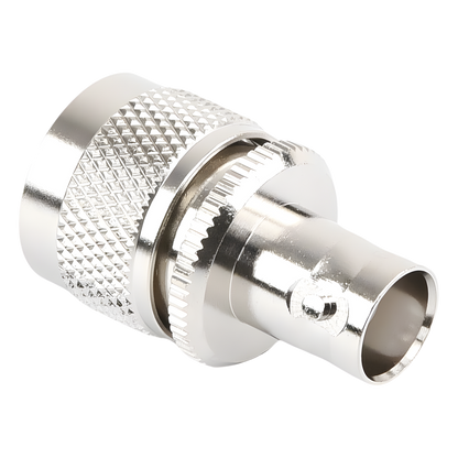 Adaptador en Línea para 50 Ohm, Conector BNC Hembra-UHF Macho (PL-259), Níquel/ Plata/ Delrin