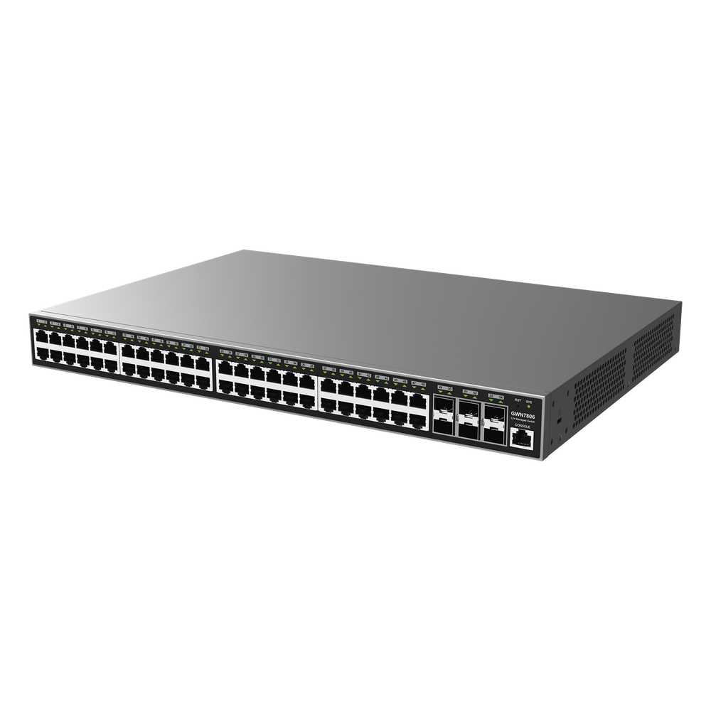 Switch Gigabit Administrable / 48 puertos 10/100/1000 Mbps + 6 Puertos SFP+ / Compatible con GWN Cloud.