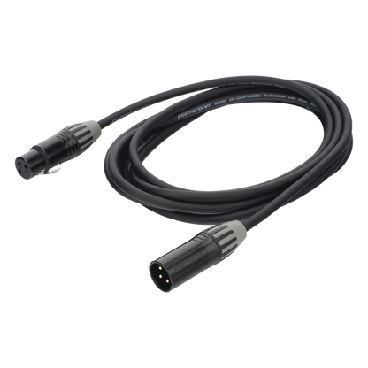 Cable XLR | 3 polos | Conector Hembra-Macho | Serie M | Carcasa Negra | Contactos Dorados | Ideal para Microfonía | Longitud 3m