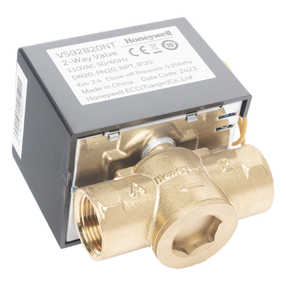 Válvula de control eléctrica de 2 vías para fancoil, retorno por resorte, normalmente cerrada, 110 V CA, DN20 (3/4"), conexión NPT