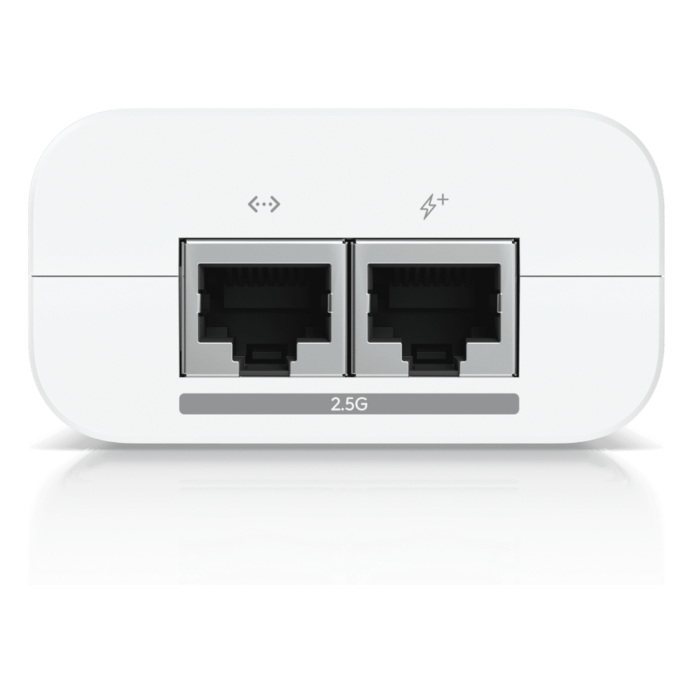 Adaptador PoE+ 2.5G / hasta 30 W / 48V 0.65A / (2) Puertos RJ45 MultiGigabit 2.5G / Salida PoE+ / LED Indicador / Ideal para APs UniFi WiFi 7