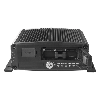 DVR Móvil / Multiplataforma / 4 Canales AHD + 2 canales IP/ Almacenamiento en Memoria Micro SD / H.265 / Chip IA Embebido / Soporta 4G / GPS / WIFI
