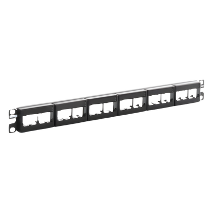 Panel de Parcheo Modular Mini-Com (Sin Conectores), Plano, Sin Blindaje, Con Etiqueta y Cubierta, de 24 Puertos, 1UR