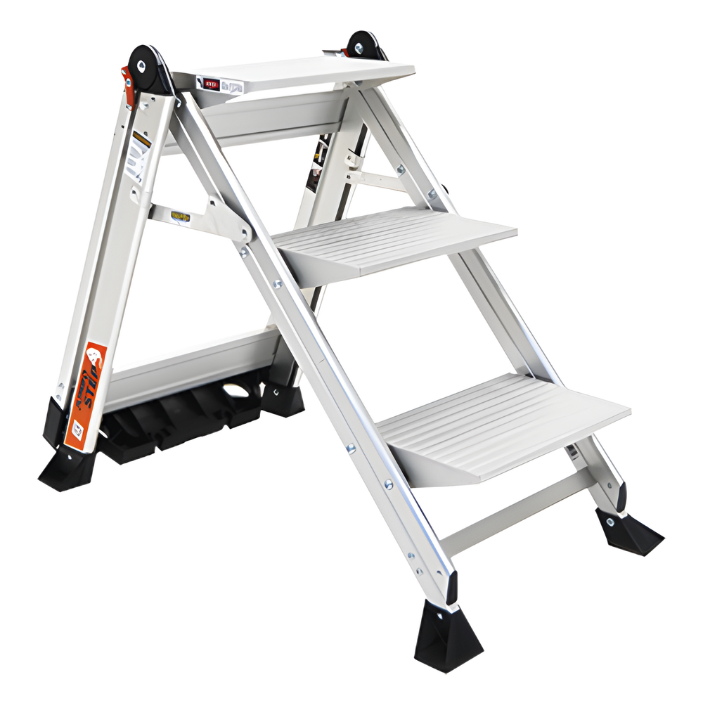 Escalera de Tijera con Punto de Apoyo Anti-caídas de 0.67 m (Nivel de Pie), con Peldaños JUMBO, (SKU 11903).