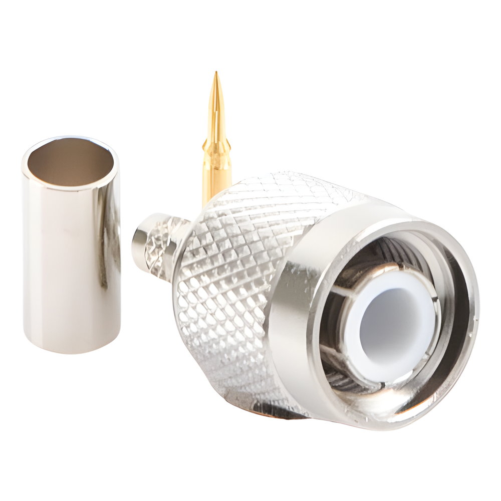 Conector TNC Macho de Anillo Plegable para Cables RG-58/U, RG-142/U, LMR-195, Níquel/ Oro/ Teflón