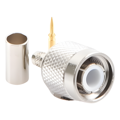Conector TNC Macho de Anillo Plegable para Cables RG-58/U, RG-142/U, LMR-195, Níquel/ Oro/ Teflón