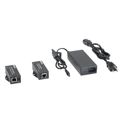 Kit de Extensor PoE/PoE+, Hasta 610 Metros (2000 ft) con Cable Cat5e o Cat6, 10/100Mbps, Incluye Transmisor, Receptor y Fuente de Alimentación