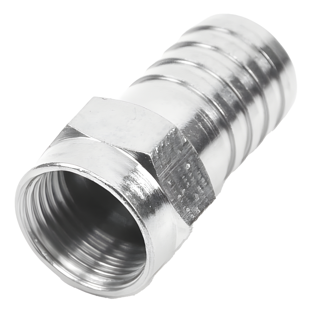 Conector F Macho, Plegable de Doble Blindaje para cable RG-59, Cuerpo de Bronce Niquelado