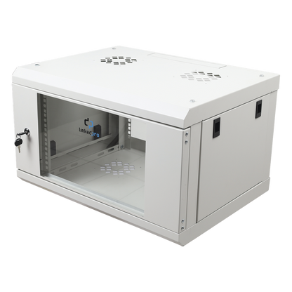 Gabinete de Pared de 6U con Puerta de Cristal Templado, 455 mm de Profundidad Total, Rack de 19'', Acero Reforzado Color Blanco