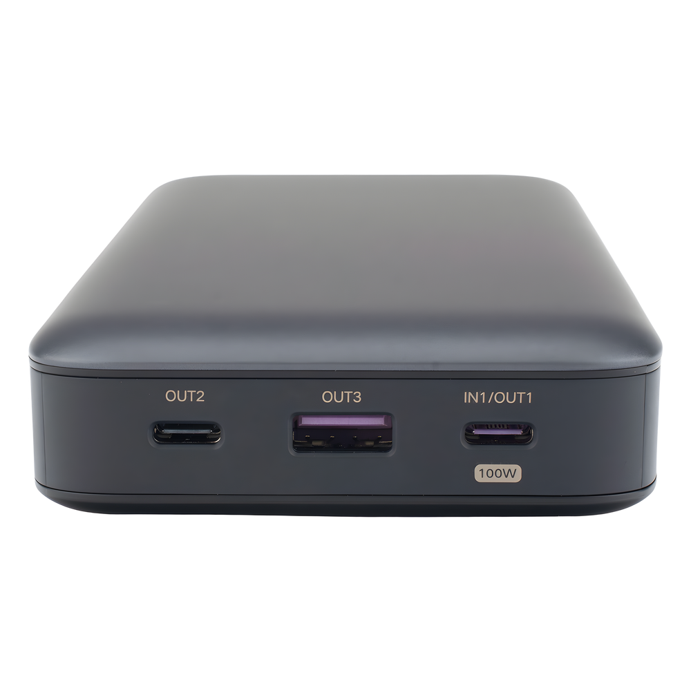 Power Bank de 20000mAh | 3 Salidas 100W Max. | USB-A + 2 USB-C | PD 3.0 | QC3.0 | FCP | SCP | Pantalla Inteligente | Carcasa Ignifuga | Color Gris |