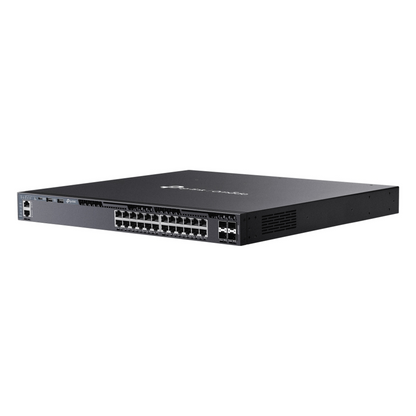 Switch L3 Gestionable PoE+ / 24 Puertos Gigabit / 4 Slots 10G SFP+ / Stackable / Presupuesto PoE 720W / Gestión Cloud Omada SDN / Redundancia de