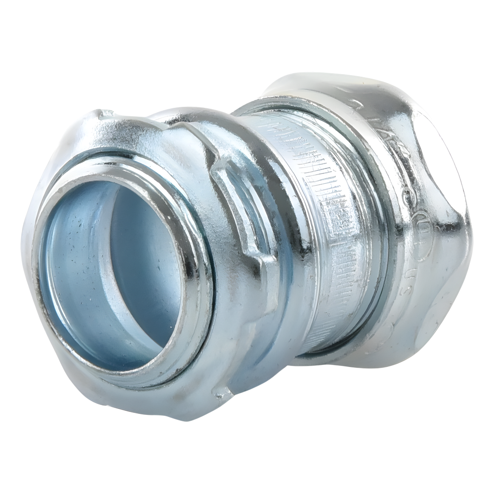 Conector Recto Compresión de Acero Galvanizado para Pared Delgada de 3/4" .