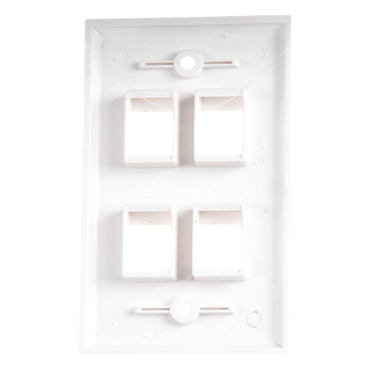 Placa de Pared de 4 Puertos, Keystone, Color Blanco