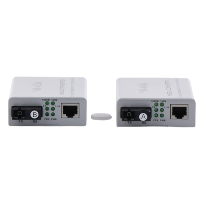 Convertidor de medios / Hasta 20 Km / 1 puerto SC/UPC 1000Mbps / 1 puerto RJ45 1000Mbps / WL: Tx 1310nm - Rx 1550nm / incluye 2 piezas A y B