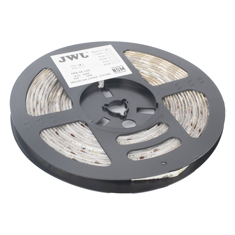 Tira Led de 5 m / Color Blanco / Uso Exterior / Potencia 15 W / 420 lm/ 12 V CD / IP 65.