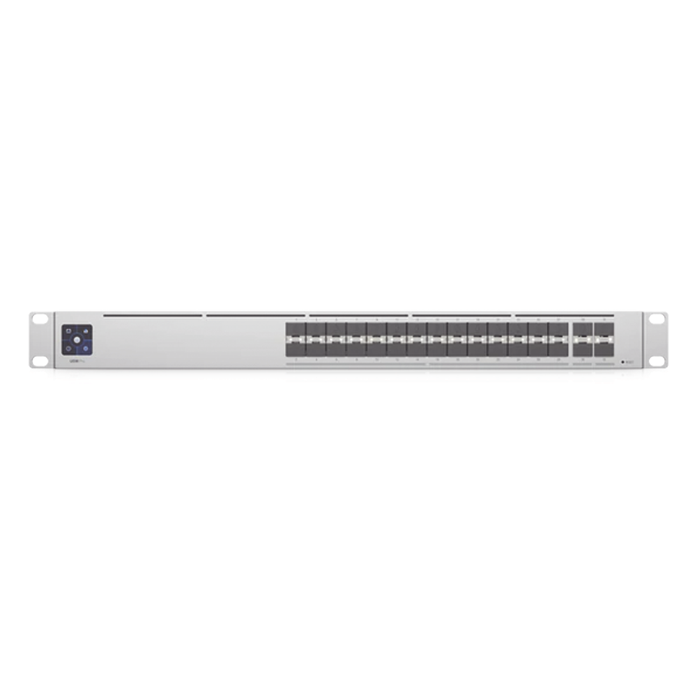 UniFi Switch USW-Pro-Aggregation, Capa 3 con 28 puertos SFP+ 10G y 4 SFP28 25G, 760 Gbps y pantalla táctil LCM 1.3''