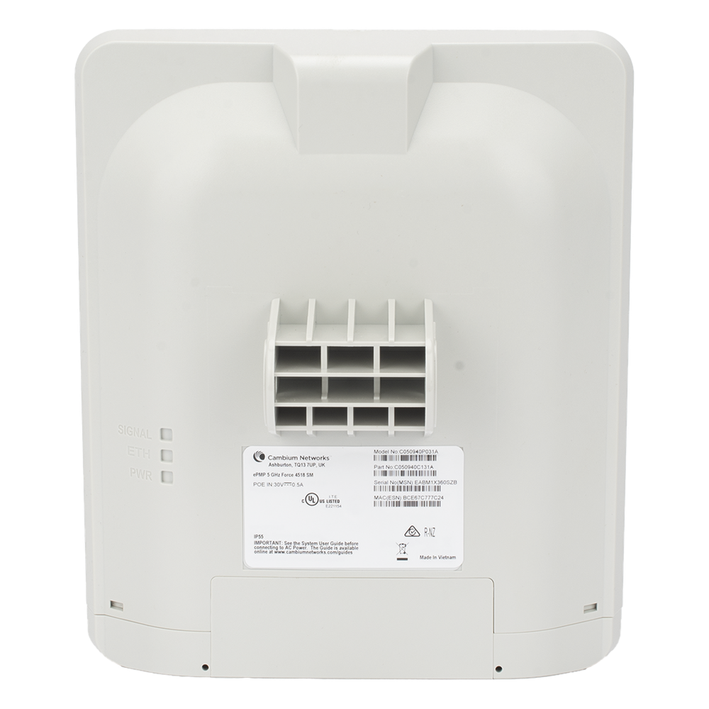 1 Gbps de capacidad / Suscriptor en 5 GHz / Force 4518 / 5 GHz / Antena Panel 18 dBi / Canales 20-40-80 MHz / MIMO 2x2 para una comunicación sin