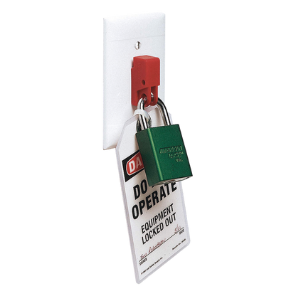 Dispositivo de Bloqueo LOTO para Interruptores Eléctricos de Palanca, de 15.2 x 22.3 mm, Color Rojo