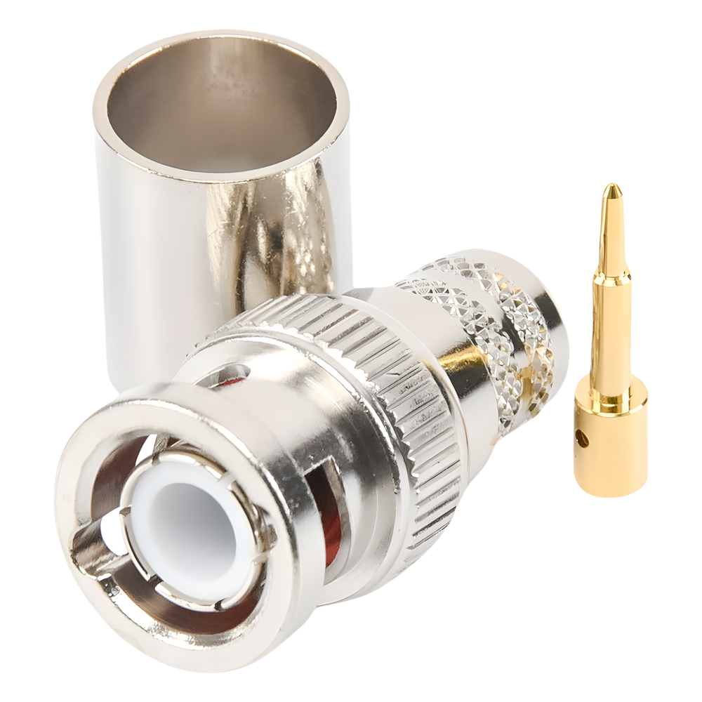 Conector BNC Macho de Anillo Plegable para RG-8/U, LMR-400, 9913, CNT-400, Níquel/ Oro/ Teflón