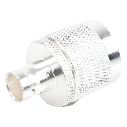 Adaptador en Línea de Conector N Macho a BNC Hembra, Plata/ Oro/ Teflón