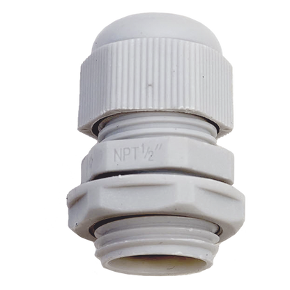 Conector Plástico Blanco Tipo Glándula para Rosca NPT 1/2"