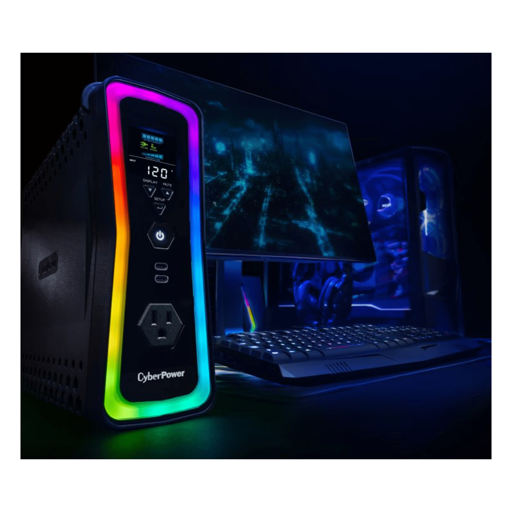 UPS Gamer de 1500 VA/1000 W, Topología Línea Interactiva, Entrada 120 Vca NEMA 5-15P, y 13 Salidas NEMA 5-15R, Puerto USB, Con Regulador de Voltaje