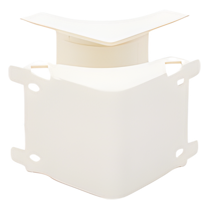 Esquinero interior, para uso con canaleta T45, Material PVC Rígido, Color Blanco Mate