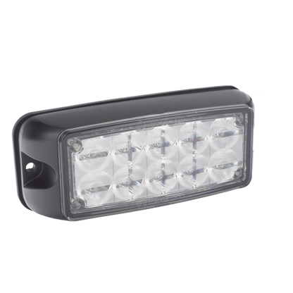 Luz de Advertencia de 10 LED, Rojo/Azul, 5x2 Pulgadas, Lente Transparente, Bisel Negro