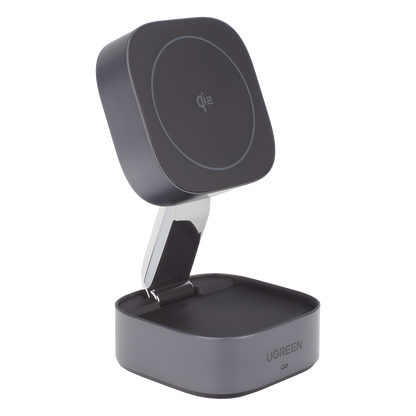 Cargador Inalámbrico 2 en 1 25W / Tecnología Magnética Qi 2 / 15W para Teléfono + 5W para Auriculares / Puerto USB-C 5W / Protecciones Múltiples
