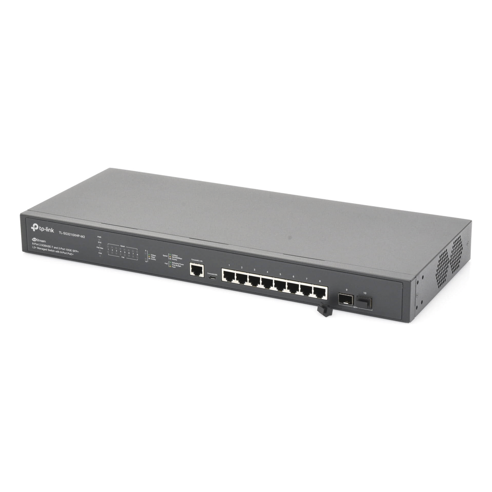 Switch L2+ Omada PoE+ / 8 Puertos PoE+ MultiGigabit 2.5G / 2 Puertos SFP+ 10G / 2 Puertos Consola (RJ45 y microUSB) / Administración Centralizada