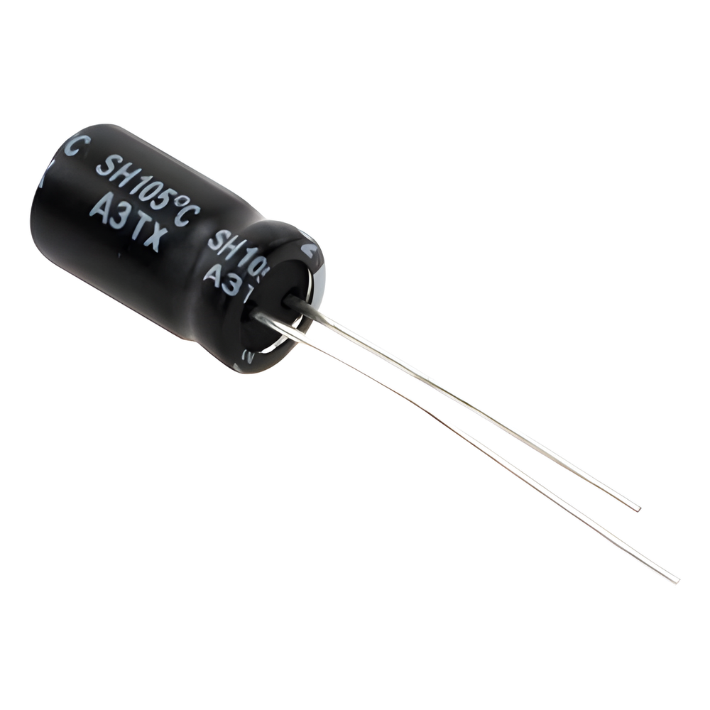 Capacitor Electrolítico en Aluminio, Radial de 220 µFd, 16 Vcc, 105 °C, 6.3 x 11 mm
