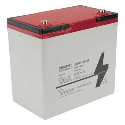 Batería de Litio LiFePO4 Ciclo Profundo / 12.8 Vcc / 100 Ah / Válvula de Alivio / Descarga Máxima 100 A / Solar y Marina