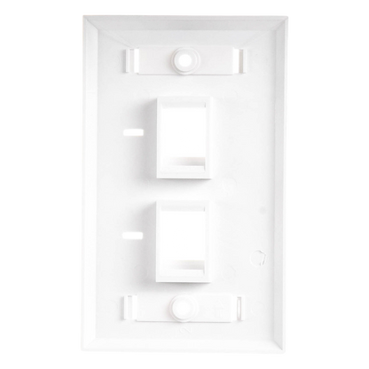 Placa de Pared de 2 Puertos, Keystone, con Espacio para Etiqueta, Color Blanco