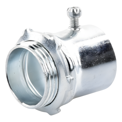 Conector 1 1/2" (38mm) pared delgada con tornillo galvanizado etiqueta verde