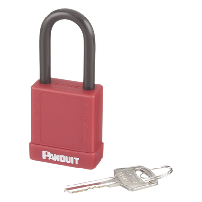 Candado de Bloqueo LOTO de Seguridad Dieléctrico, Con Llave Única, Diámetro de 6.5 mm, Color Rojo