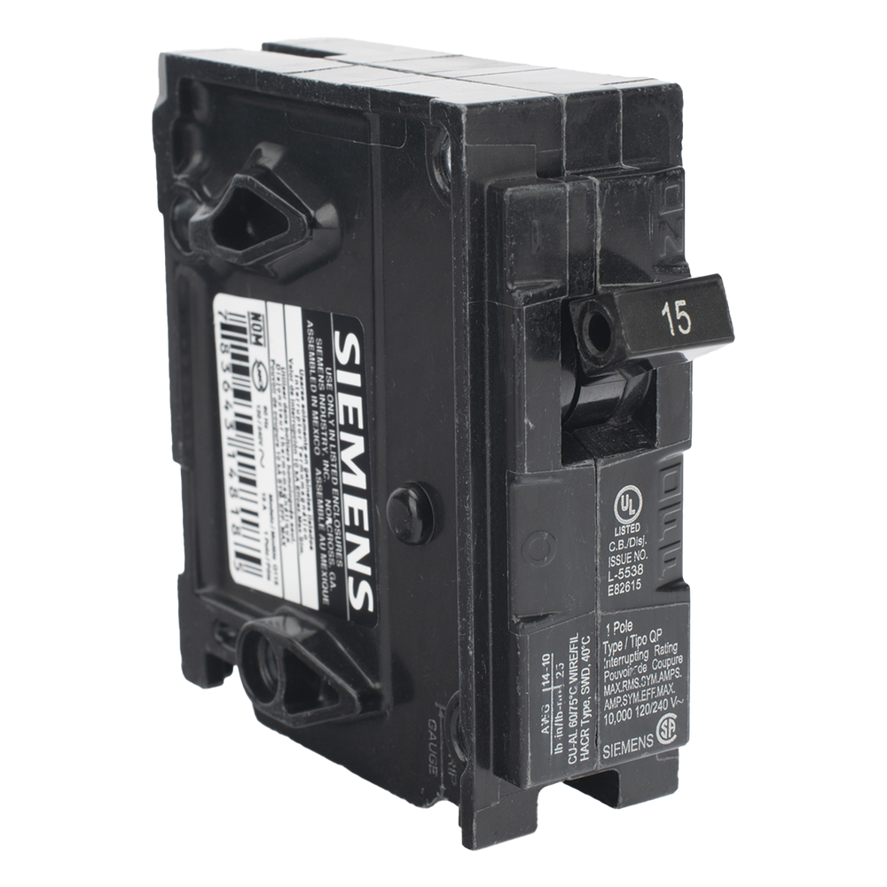 Interruptor automático enchufable tipo QP 1 polo, 15 amp.