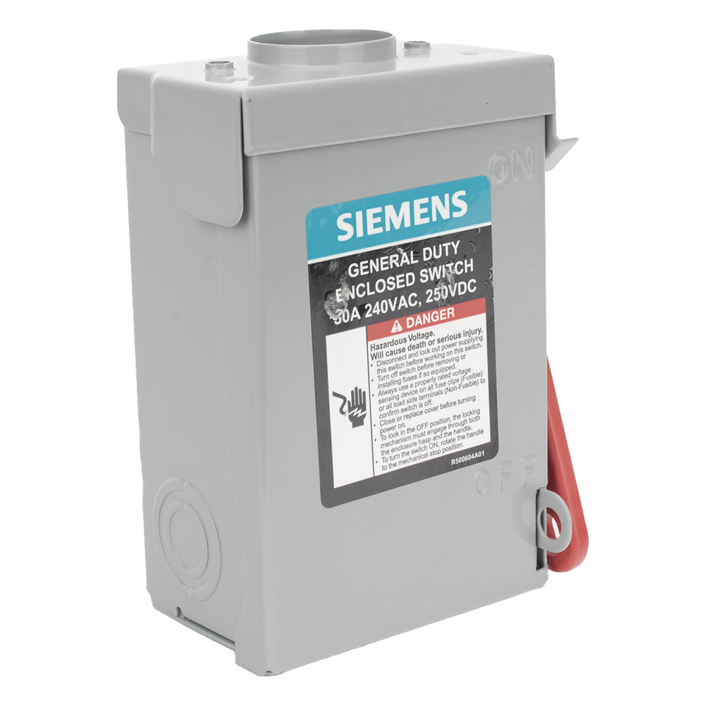 Interruptor de Seguridad GNF221RA, 240Vca, 2 polos, 30 Amp, sin portafusibles, Nema 3R.