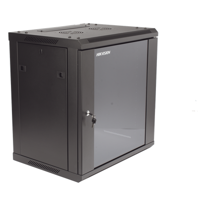 Gabinete para Montaje en Pared - Piso / Puerta de Cristal Templado / Cuerpo Fijo / 12 Unidades de Rack / 19" / Fabricado en Acero
