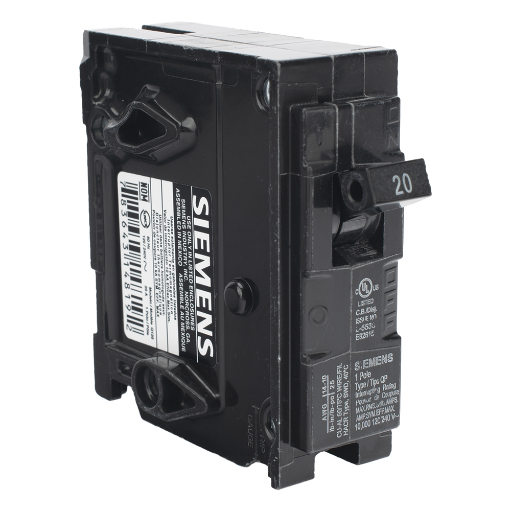 Interruptor automático enchufable tipo QP 1 polos, 20 amp