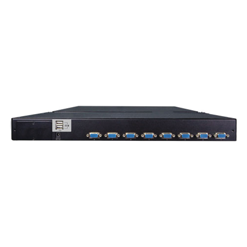Switch KVM con Monitor de 17"con Teclado y Trackpad para Rack de 1U de Cuatro Postes, 8 Puertos VGA Para Acceder y Controlar Hasta 8 Computadoras