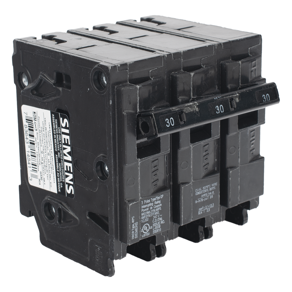Interruptor automático enchufable tipo QP 3 polos, 30 amp