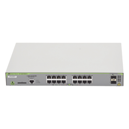 Switch Administrable CentreCOM GS970M, Capa 3 de 16 Puertos 10/100/1000 Mbps + 2 puertos SFP Gigabit